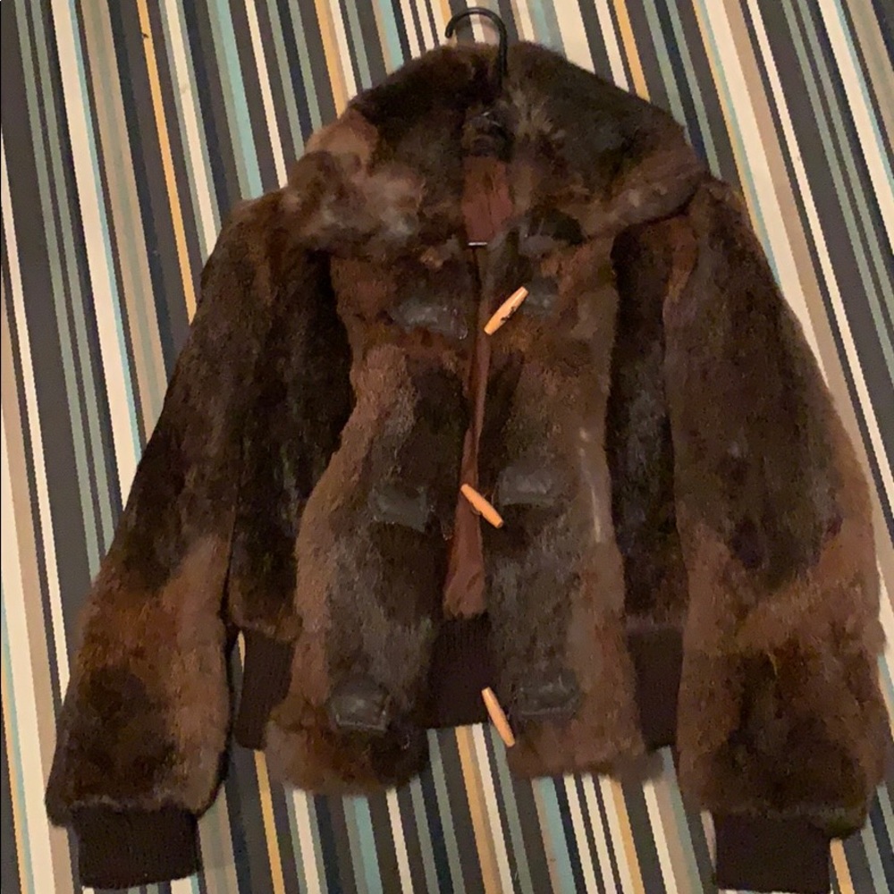 Small to medium rabbit fur coat with toggles